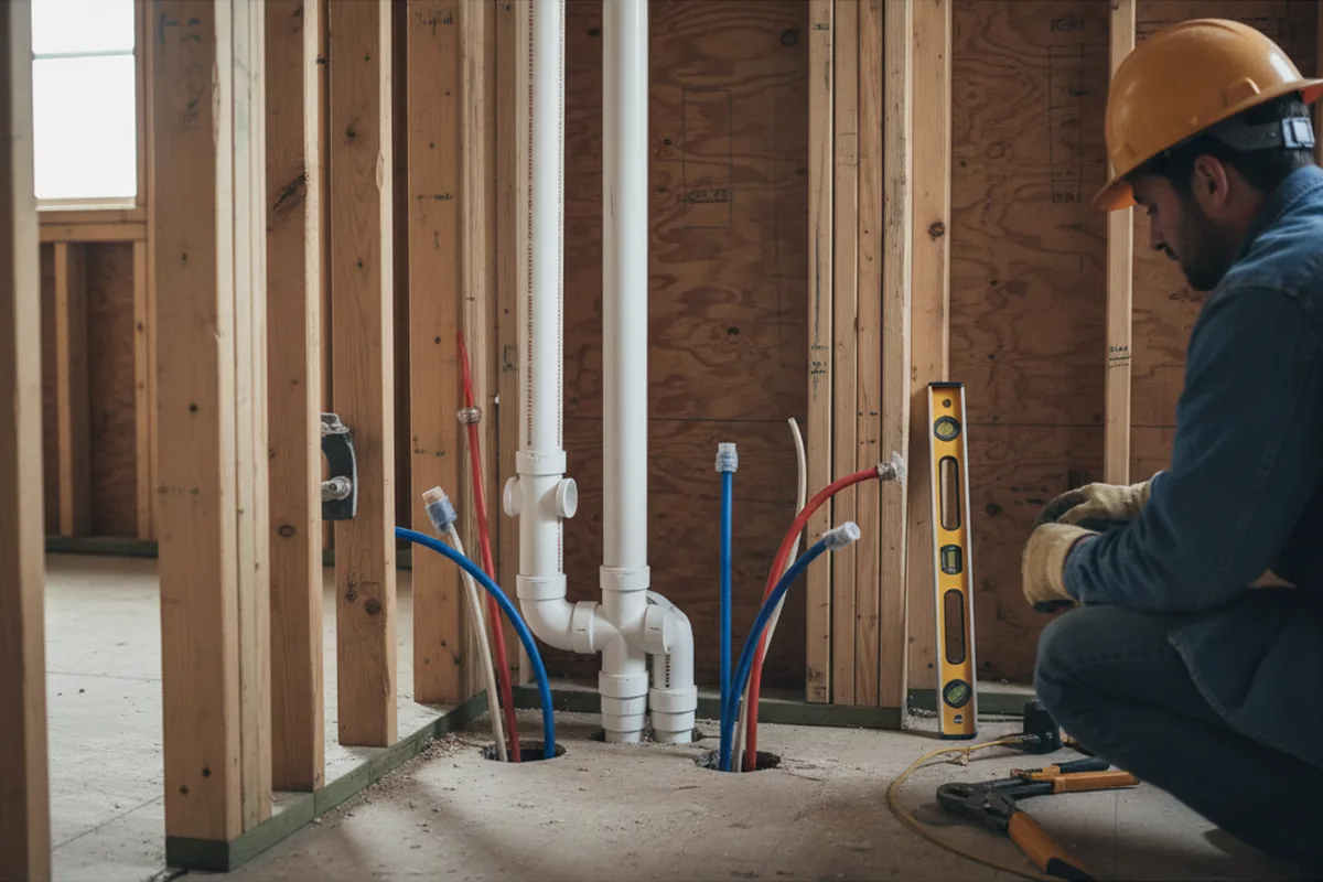 Drain and supply rough-in during Drain Cleaning in West Newfield